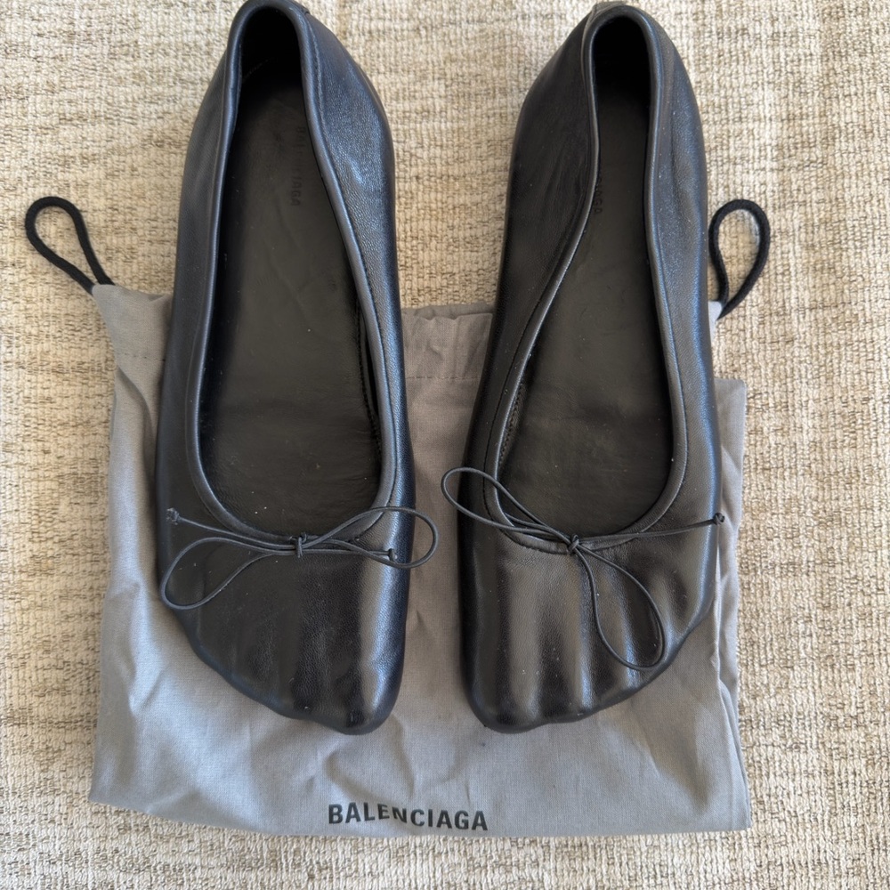 Balenciaga Black Leather Flats